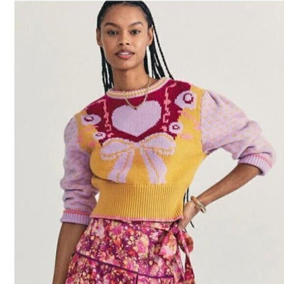 LOVESHACKFANCY Crochet-knit cotton-blend sweater FLAW - Picture 1 of 13